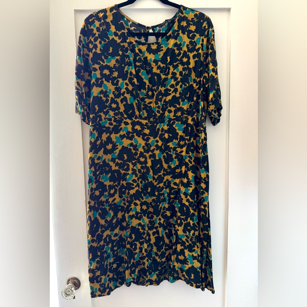 Next | Navy and Turquoise Leopard Print Dress